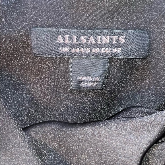 ALL SAINTS Slip Dress Drawstring Black Midi Sz 10 - Picture 5 of 11